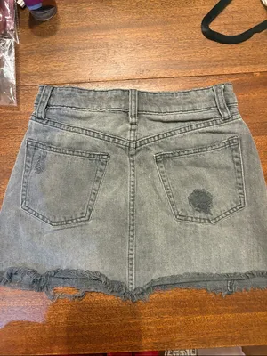We The Free Washed Gray Distressed Button-Front Mini Skirt thumbnail 6