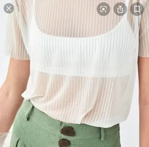 ZARA Silver striped sparkly sheer top never worn thumbnail 1