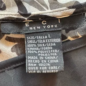 🖤ECI New York Women’s 100% Silk Ruffle Blouse Beaded & Black Tank Layer🖤 ~large thumbnail 9