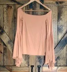 Free People orange bell sleeve off the shoulder blouse size XS thumbnail 5