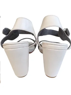 Like New Bali ELF Leather Heeled Sandals White Size 8 thumbnail 6