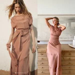 ZARA 2025‎ Collection | NEW Tan Lace Slip Midi Dress Medium Dainty Coquette Fem thumbnail 2