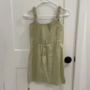 BRAND NEW Reformation Sawyer Linen Dress in Dry Herbs Green Size 2 thumbnail 7