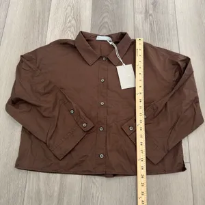 Everlane The Woven Boxy Chocolate PJ Everyday Casual Top Silky Cotton NWT M thumbnail 3