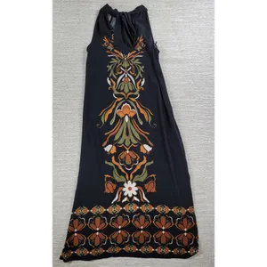 MSK Halter Maxi Dress Womens S Black Floral Tie Band Neck Vacation Summer Boho thumbnail 14