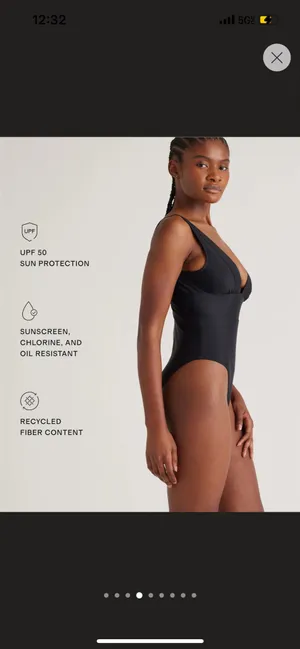 New Quince Italian Plunge One-Piece Swimsuit in Black Size Medium MSRP $49.90 thumbnail 4