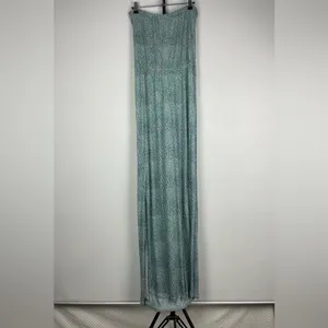 Joie Dalila Blue Green All Over Leaf Pattern Strapless Coastal Beach Maxi Dress‎ thumbnail 4