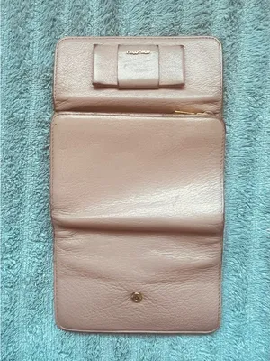 Miu Miu Madras Fiocco Trifold Wallet Blush Pink Leather Bow COA Authentic -EUC thumbnail 13