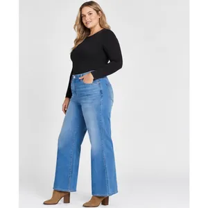 Time and Tru Womens Jeans Size 18 Medium Wash High Rise Seamed Wide Leg 31" Ins thumbnail 2