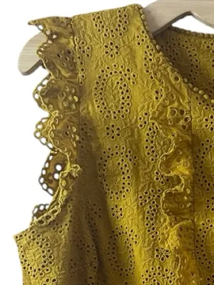 Boden Hallie Broderie Eyelet mustard yellow Sleeveless Top 10 thumbnail 6