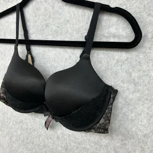 Victorias Secret Bra 36C Padded Demi Underwire Black/Nude Lace Glamour Sexy thumbnail 2