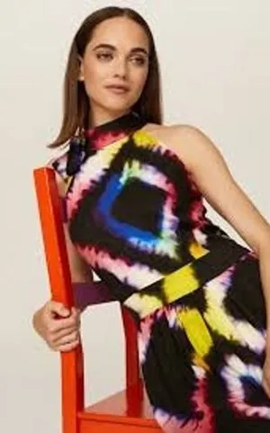 Busayo Collective Maxi Dress Womens 14 Multi Tie-Dye‎ Halter Sleeveless Boho thumbnail 1