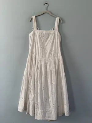 NWT Free People Primavera Eyelet Midi Dress White‎ Cotton Cottage Boho Sundress thumbnail 4