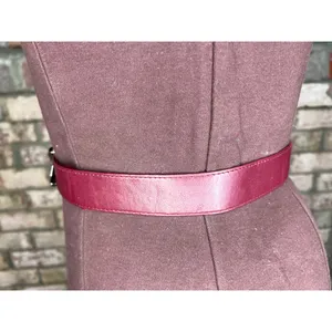 belt oval rippled buckle maroon burgundy wine silver vintage thumbnail 11