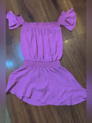 Amanda Uprichard Pink Off-Shoulder Smocked Mini Dress Ruffle Hem Medium thumbnail 4