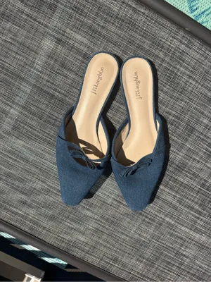 Pointed Navy Blue Bow Slingback Flats Size 10 thumbnail 2