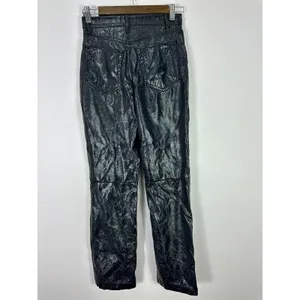 Abercrombie & Fitch The 90s‎ Straight Ultra High Rise Black Faux Vegan Leather 0 thumbnail 5