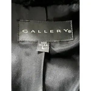 Gallery Coat Sz Large Black‎ Faux Fur Hooded Luxurious City Formal Designer thumbnail 3