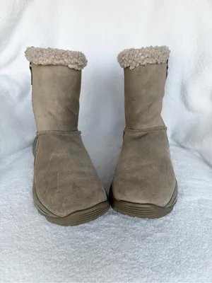 Merrell IcePack waterproof Winter Boots Taupe Suede Faux Fur Sz 8 thumbnail 2
