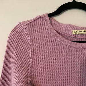 We The Free Waffle Knit Purple Long Sleeve Shirt Loungewear Long Sleeve Small thumbnail 3