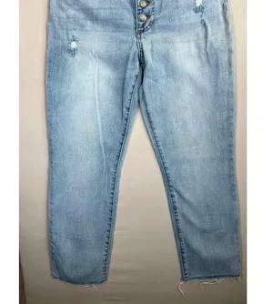KUT From The Kloth Reese Jeans Sz 8 Light Wash High Waist Distressed Button Fly thumbnail 6