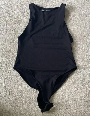 Stunning Used / Worn Black Zara Slinky Sleeveless Bodysuit thumbnail 1