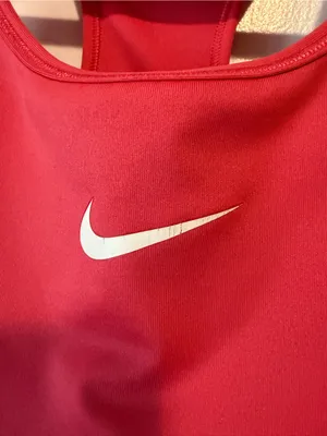 Nike Hot Pink Racerback Sports Bra with White Swoosh thumbnail 3