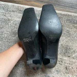 Franco Sarto 90s Vintage Pointed Square Toe Black Leather Buckle Pump Heel 8.5 thumbnail 5