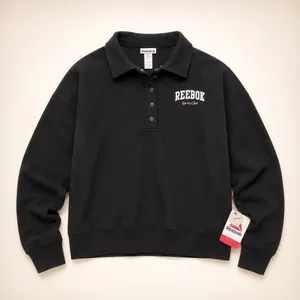 Reebok‎ Sports Club Womens Black Quarter Snap Polo Sweatshirt Size XXL NWT thumbnail 4