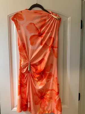 Orange Floral Dress with Gold Detailing thumbnail 2