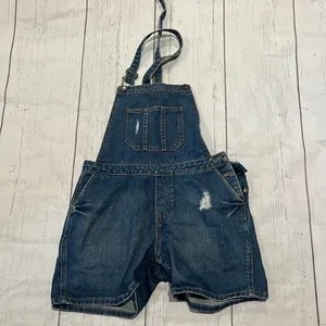 Topshop moto blue denim short overalls thumbnail 2