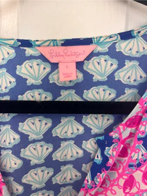 Lilly Pulitzer Blue Shell-Print Tunic with Pink Trim thumbnail 2