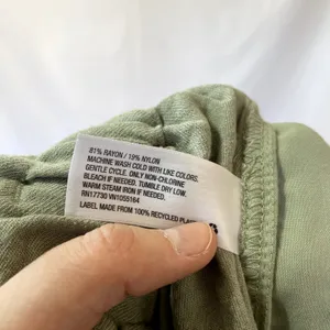 a new day sage green‎ paperbag trousers straight leg women's size XS rayon nylon thumbnail 8