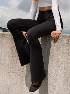 OFFLINE By Aerie Real Me High Waisted Crossover Flare Legging Black M thumbnail 1