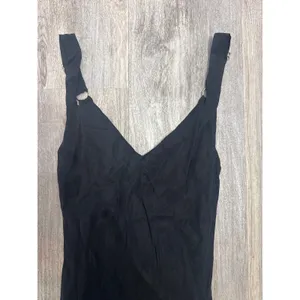 Dissh Kendall Black Midi Slip Dress Cupro Viscose V Neck Gold Ring Straps US 4 thumbnail 6