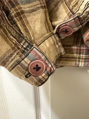 Free people Plaid Linen/Cotton Blend Cropped Button Down Jacket Sz Small thumbnail 5