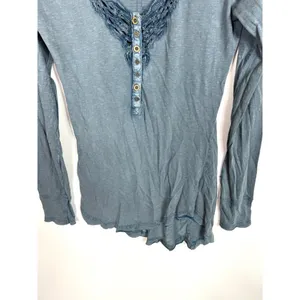 Free‎ people blue crochet Henley top thumbnail 7