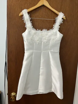 Elliatt White Satin Bridal Event Dress Floral detail thumbnail 12