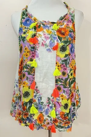 Anthropologie Raga Sleeveless Floral Swing Blouse S thumbnail 1