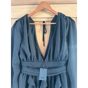 NWT NBD Revolve Anya Mini Puff Sleeve Dress in Black Metallic Women’s size Small thumbnail 5