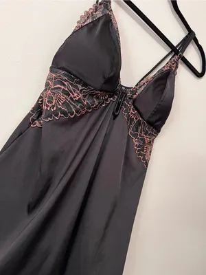 SEXY Satin & Lace Silky Black Lingerie Sleep Dress Auden Women’s Slip Sz S NWT thumbnail 2