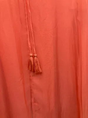 Tommy Bahama Lanai Breeze Double Layer Chiffon Tunic Dress M Coral Pink Tassel thumbnail 13