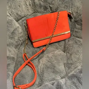 Call it spring Red and Gold Chain Suede CrossBody Clutch Purse thumbnail 3