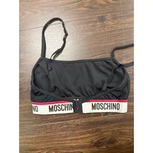 MOSCHINO Underwear Black Logo Band Bralette Bra Vintage Y2K Designer 36 thumbnail 2