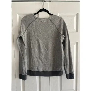 Roots Canada Raglan Micro‎ Stripe Sweatshirt Womens Size S Grey Pullover Cotton thumbnail 6