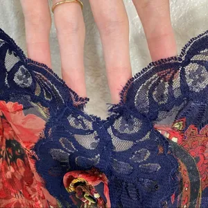 Vintage 80’s Victoria’s Secret Gold Label Navy & Red Floral Paisley Slip Chemise thumbnail 3