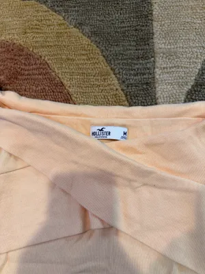 Hollister California Yellow Ribbed Material Off The Shoulder Top Size Medium thumbnail 2