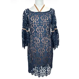 Alexia Admor NWT Navy Lace Off Shoulder Dress 10 Bell Sleeve Cocktail thumbnail 2