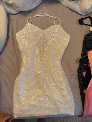 White homecoming dress sparkly Size M thumbnail 3