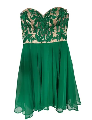 Sherri Hill Emerald green beaded flower, sweetheart, homecoming dress medium thumbnail 1